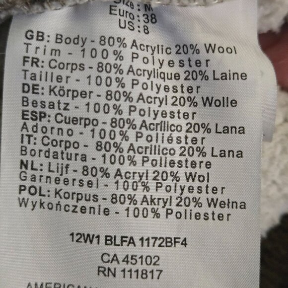 Bench Chilbe Sherpa Jacket Wool Blend Zip Snap Toggle Closure Thumb Holes Size M - Picture 12 of 12